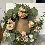 24" Spring Pastel pink Hydrangea fern berry Floral Wreath Valerie Parr Hill Hydrangea