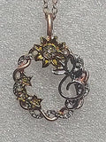Creative  Wreath  Sunflower Stars Pendant Alloy Three Tone Womens Necklace Sunflower