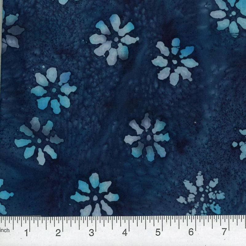 QUILTER'S BATIK 45-inch BTY 100% Cotton Flowers Shades of Blue qb-598 Flowering Plants