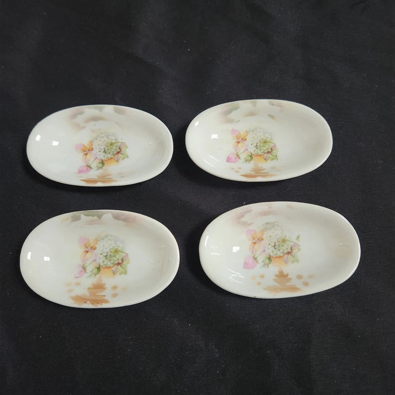 Vintage K & L Germany Hydrangea Flower Salt Cellar Dip Mini Oval Sauce Dish Set Hydrangea