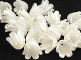 50pcs Resin Flower Bead Caps, 9mm Pearlized White Flower, Lily of the Valley Lily
