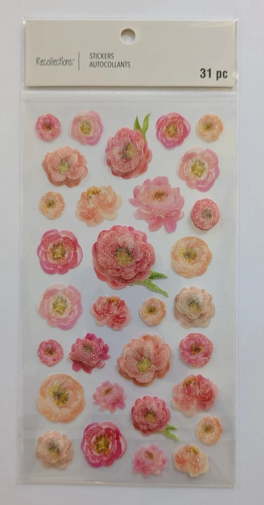 Watercolor Peonies Pink Peony Flowers Scrapbooking Stickers By Recollections Peony