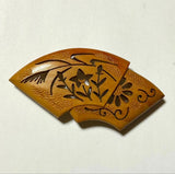 Japanese Wooden Netsuke Tsuge clasp antique fan bellflower pampas grass Showa re Pampas Grass