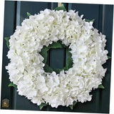 Artificial Hydrangea Wreath for Front Door, 21" Spring Summer White Flower Hydrangea