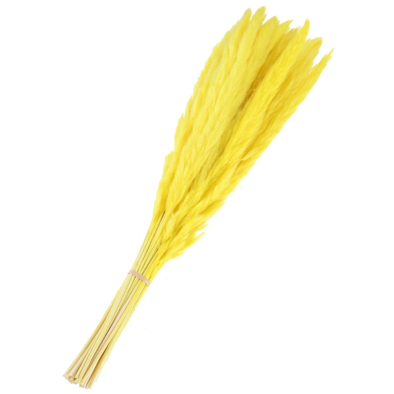30Pcs Pampas Grass,17" Fake Pampas Grass for Wedding Decoration,Yellow Pampas Grass