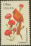 US #1987 MNH 1982 State Birds and Flowers Issue Ohio Cardinal Red Carnation Carnation