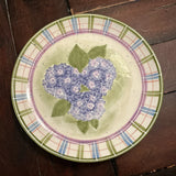 Purple Hydrangea 10.5Ó Plate Plaid Edges Hydrangea