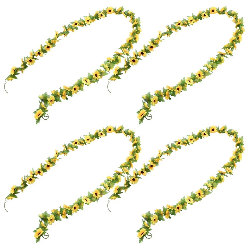 4pcs Sunflower Decorations: Sunflower Artificial Flower Garlands Realistic Sunflower
