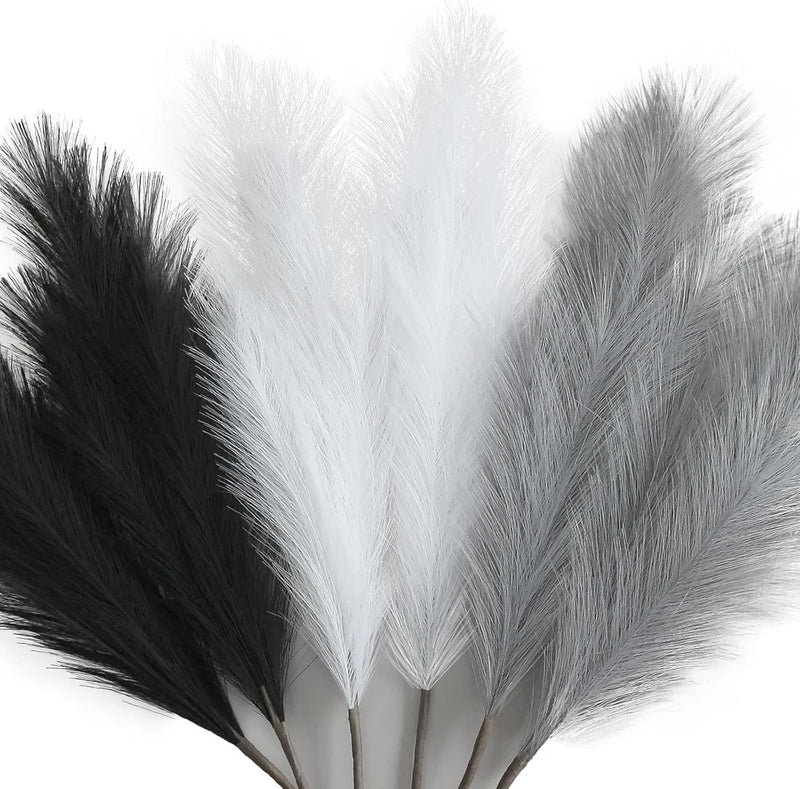 ZIFTY Black Pampas Grass Decor 6Pcs 38in 6pcs, & White Grey Pampas Grass