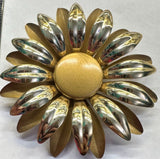 Flower Sunflower Gold Tone Rhinestone Vintage Pin Brooch J-890 Sunflower