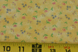 By 1/2 Yd, Vintage, Pink & Green Calico on Yellow Quilt Cotton, V431 Flowering Plants