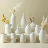 Set of 12 White Ceramic Vase for Pampas Grass Flowers, Japandi Small Vases Pampas Grass