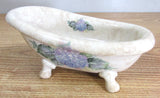 Athena Mini 9" Porcelain Claw Foot Tub Soap Dish Flower Hydrangea Motif Hydrangea
