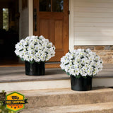 YXZZWL 2pk White Artificial Azalea Topiary Trees Silk Potted Plants Flowering Plants