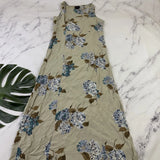 Karen Kane Womens Vintage Y2k Slip Maxi Dress Size 14 Gray Blue Hydrangea Floral Hydrangea