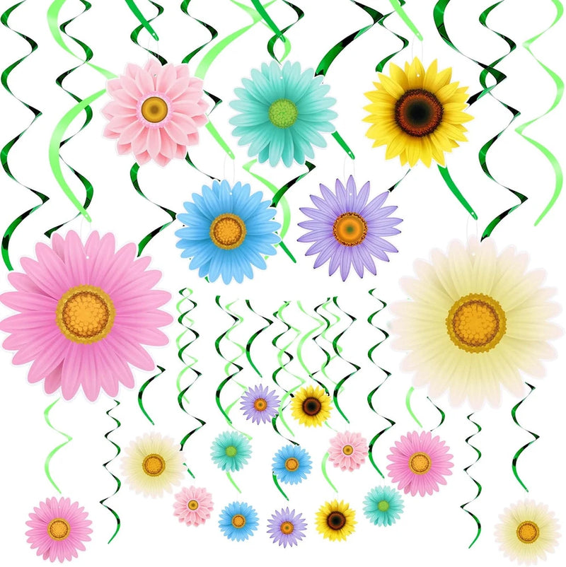 42 Pieces Sun Flowers Hanging Swirl Decorations Spring Summer Sunflower Baby Sho Sunflower