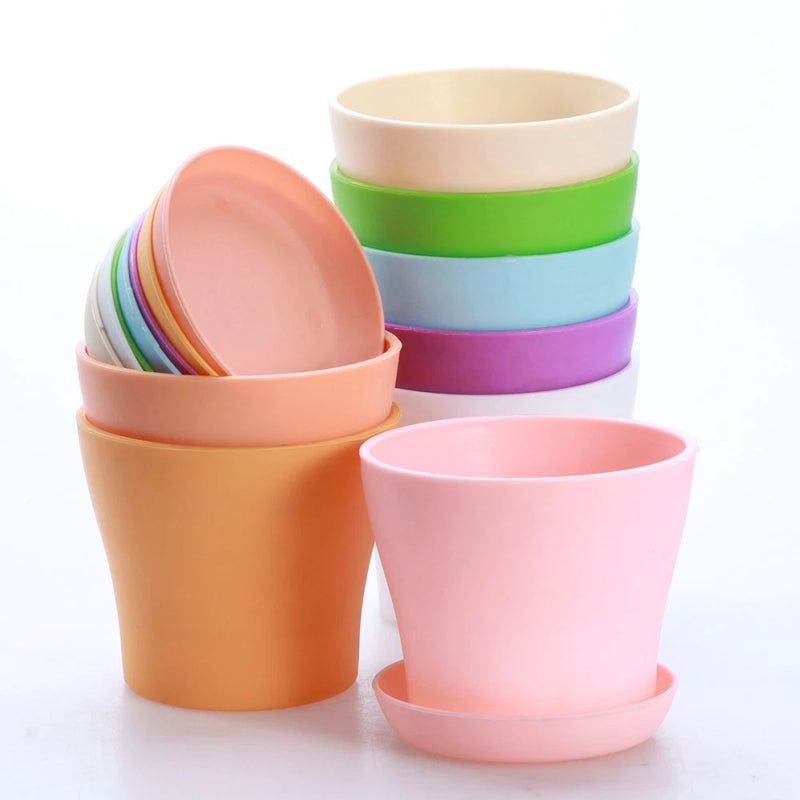 8 PCS Plastic Garden Planters Small Flowerpots Bonsai Starter for Indoor Garden Plants