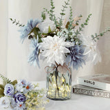 Fake Flowers with Vase, Silk Dusty Blue Rose Hydrangea Artificial Flowers in ... Hydrangea