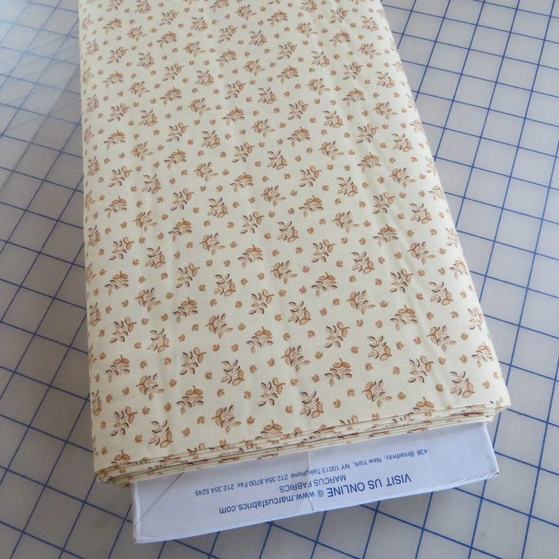 By The Yard  ~ Cream Summer Leaves by Marcus $3.99 Ships ANY Amount Fabric Flowering Plants