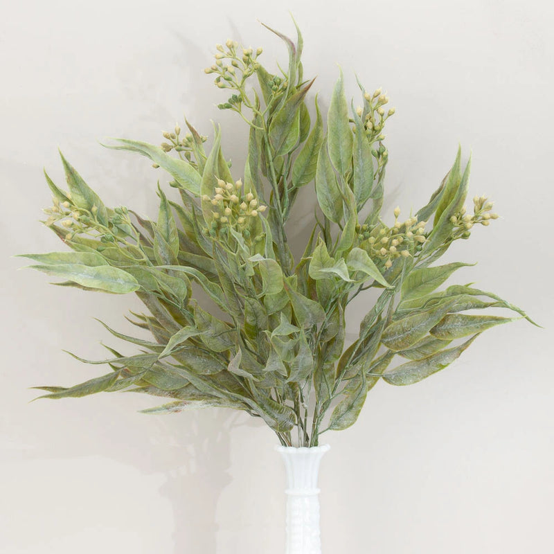 Artificial Dusty Green Seeded Eucalyptus 14" Indoor / Outdoor Bush Green Plant