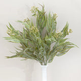 Artificial Dusty Green Seeded Eucalyptus 14" Indoor / Outdoor Bush Green Plant