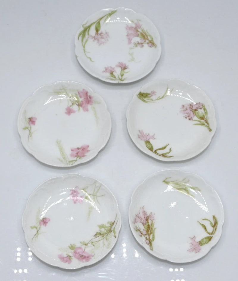 Haviland Limoges France Pink Carnation Sauce 3" Plate Bowl H.F. Vollmer Set Of 5 Carnation