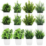 12Pcs Fake Plants, Mini Artificial Greenery Potted Plants for Shelf, Small Ar... Green Plant