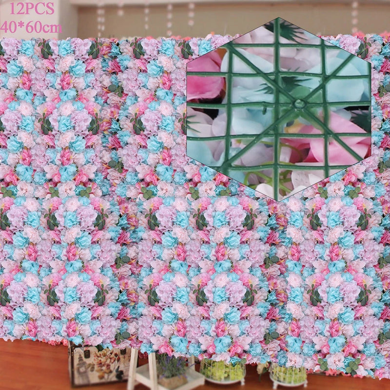 12Pcs Wedding Artificial Flower Wall Panel Hydrangea Rose Panel for Stage Decor_ Hydrangea