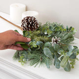 27" Tall Frosted Eucalyptus and Pine Spray with Pine Cones Green Plant