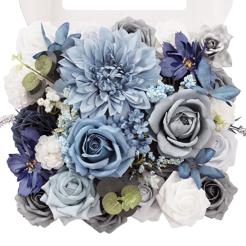Artificial Flowers Dusty Blue Flower Combo for DIY Wedding Bouquets Table Cen... Hydrangea