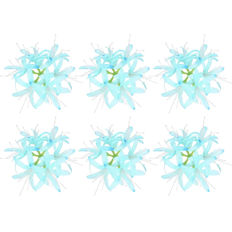 6-pack light blue artificial spider lily flower heads, 5-inch