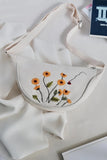 Handmade Fanny Bag with "Sunflower Garden" Embroidery Cream Sunflower
