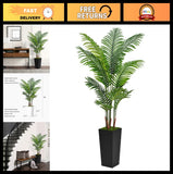 5FT Artificial Palm Tree - Faux Areca Plant in Black Planter for Home Decor Green Plant