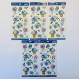 STICKO themed Stickers HYDRANGEA FLOWER ARRANGEMENTS purple blue pink green 5pk Hydrangea