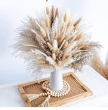 150pcs Pampas Grass + 1 White Ceramic vase + 1 Wood Bead 150PCS+VASE+WOOD BEAD Pampas Grass