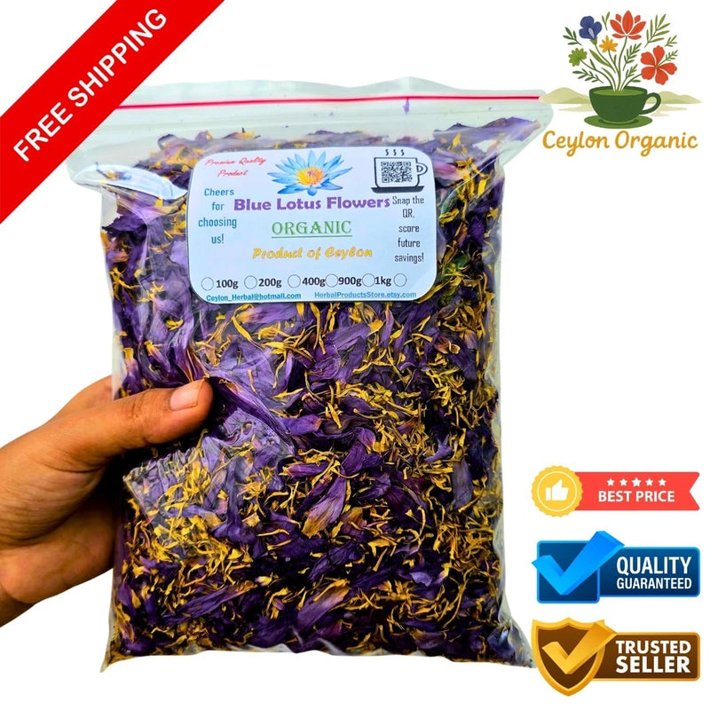 Dried Blue Lotus Flower Petals Nymphaea Caerulea Organic Pure Natural Herbal Tea Lily