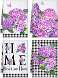 4 Pcs Purple Hydrangea Kitchen Towels Farmhouse Flower Floral Hand Dish Towels B Hydrangea