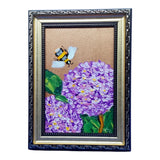 Honey bee Hydrangea 3D Original Painting Bumblebe Flowers Wall Art Handmade 6x4 Hydrangea