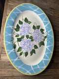 Jay Import Hydrangea Oval Platter 18" Floral Ceramic Display Only AS IS Chip Hydrangea