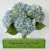 4Pcs Light Blue-Green Real Touch Hydrangea Artificial Flowers 21'' Faux Latex... Hydrangea