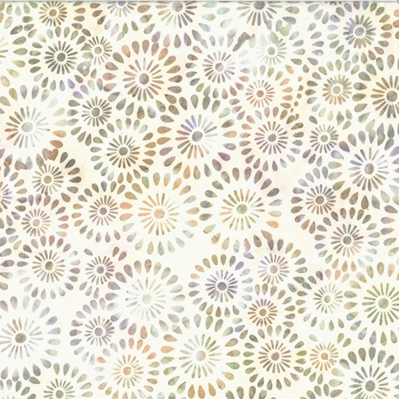 Hoffman Fabrics - Bali Batik - Wheat Fields - Round Floral - Sand Dollar, BTY Flowering Plants
