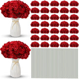 Burgundy Silk Hydrangea Flower Heads with Stems - 100 Pieces for DIY Decor Hydrangea