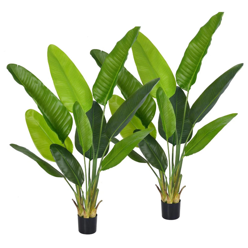 HAIHONG 2Packs 5FT Large Bird of Paradise Artificial Plant, Faux Bird of Green Plant