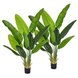HAIHONG 2Packs 5FT Large Bird of Paradise Artificial Plant, Faux Bird of Green Plant