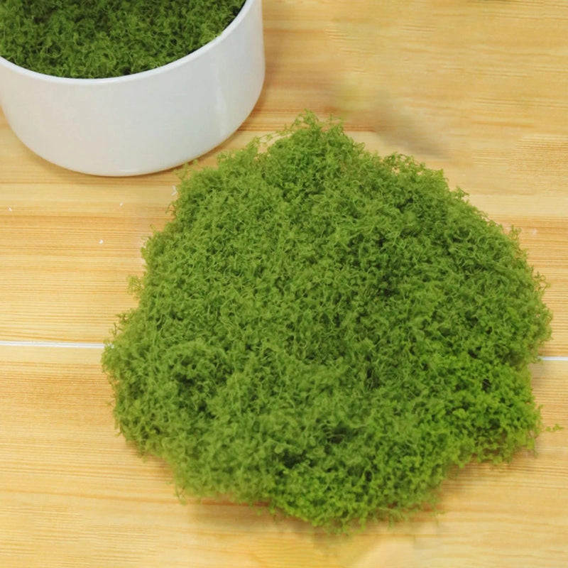 Faux green moss lichen filler ball for planters, dense textured surface