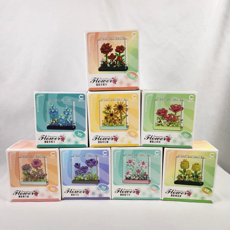 Micro Building Block Flowers with Interlocking Case - 8 Designs to Choose From Carnation