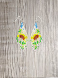 sunflower earrings, Floral design, Seed bead earrings, Multi Colors, hand-made Sunflower