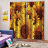 Full neat sunflower in full bloom Printing 3D Blockout Curtains Fabric Window Sunflower