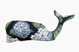 Whale Shaped Throw Pillow Navy Blue Hydrangea Floral Print Stuffed Cushion Hydrangea
