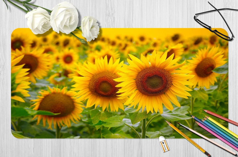 3D Golden Sunflower Flower Field 89 Non-slip Office Desk Mouse Mat Keyboard Game Sunflower